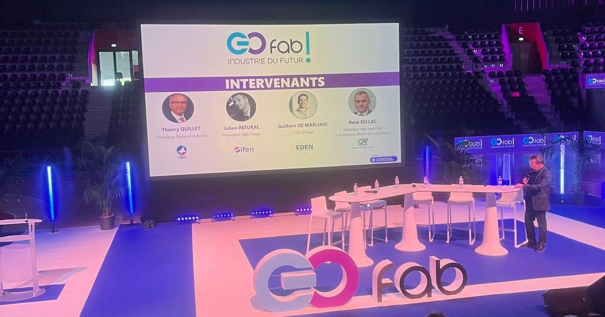 La conférence inaugurale du GoFab 2026 à l’Arena Saint-Étienne Métropole, avec Thierry Quillet, Julien Patural, Guilhem de Marliave et René Du Lac