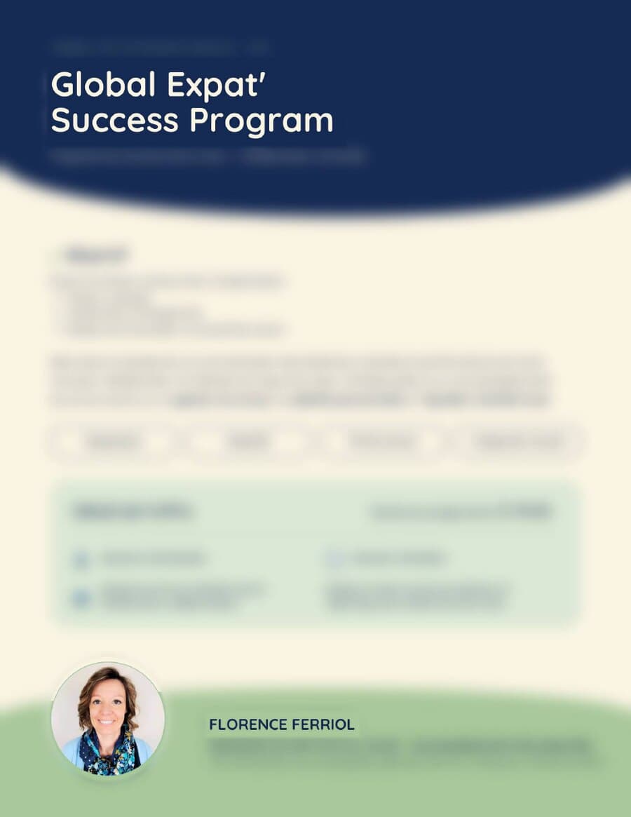 Couverture de la fiche offre Global Expat' Success Program, Florence Ferrol